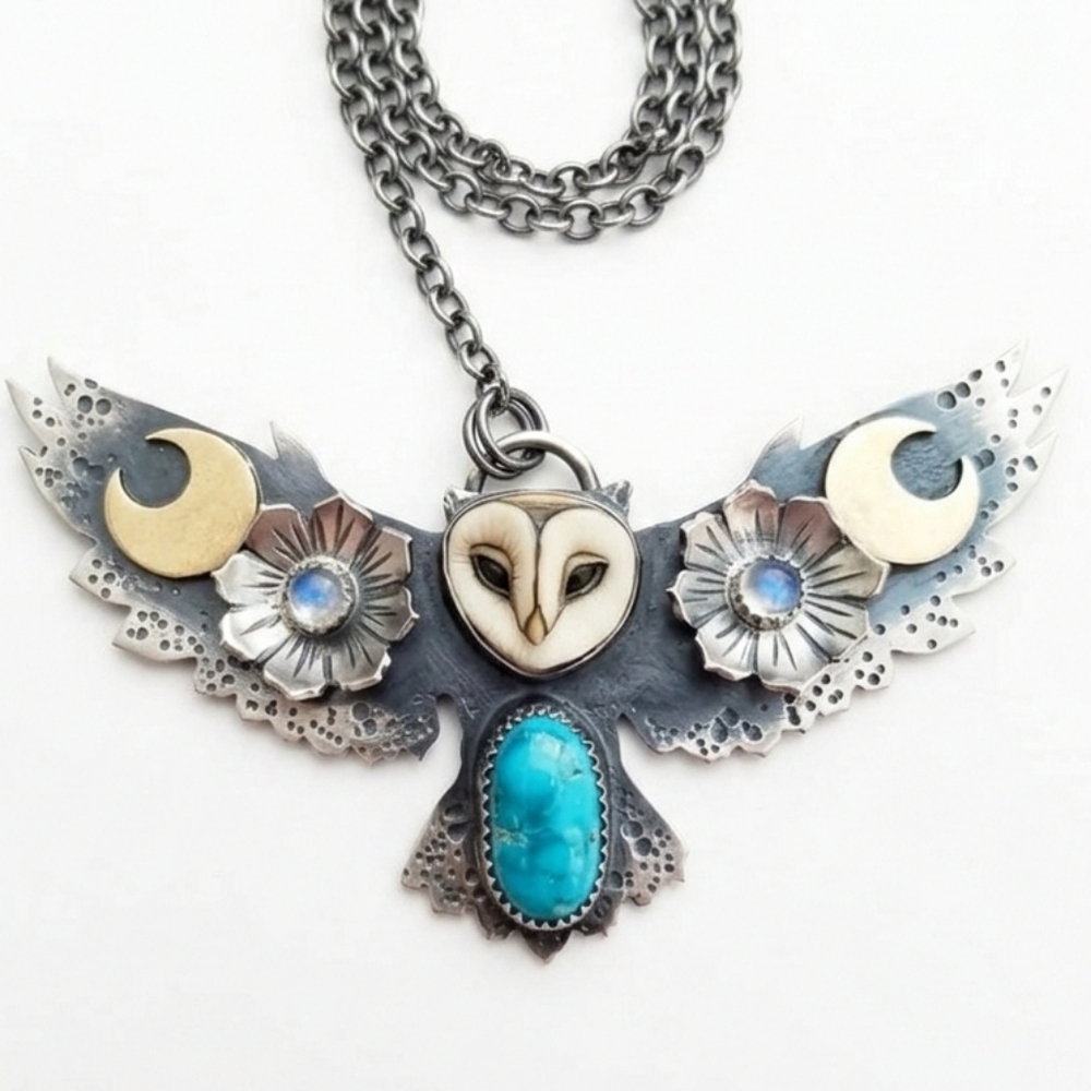 🆕️ Silver and Gold Owl Pendant Necklace NWOT